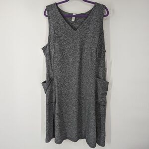 Balance Collection Gray V-Neck Sleeveless Activewear Dress Pockets 2X NWT